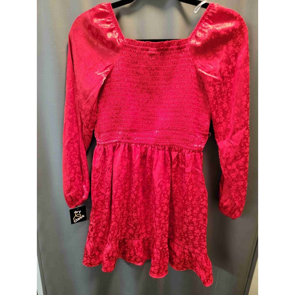 Art Class Red Floral Pattern Elastic Waist Dress Size XL b55